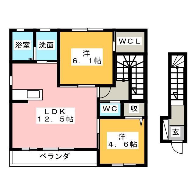 クレアスTM B(2LDK/2階)の間取り写真