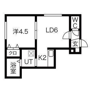 アベニーレ北円山(1DK/1階)の間取り写真