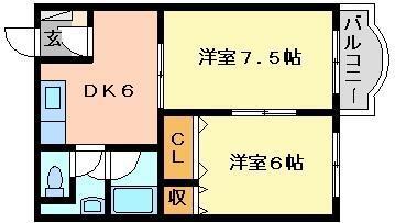 キャセロール青森II(2DK/4階)の間取り写真