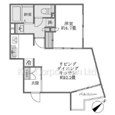 EXAM赤坂(1LDK/1階)の間取り写真