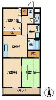 パレスウイング(3LDK/3階)の間取り写真