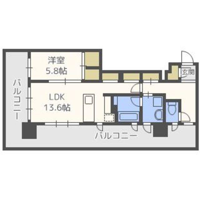 テングッド渡辺通(1LDK/11階)の間取り写真