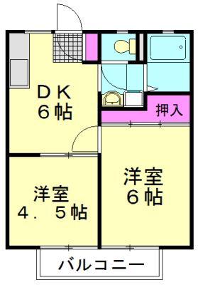 サンビレッジ朝霞(2DK/2階)の間取り写真