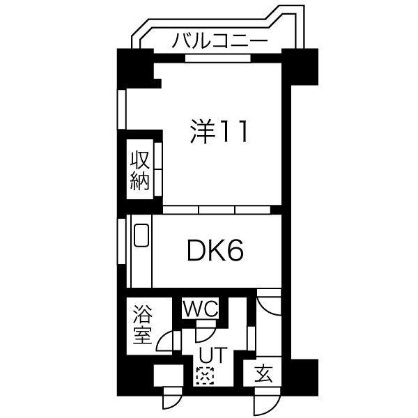 ドミ18ロイヤル(1DK/3階)の間取り写真