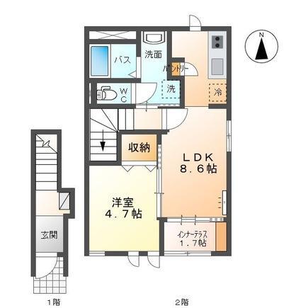 カンパニュラ(1LDK/2階)の間取り写真