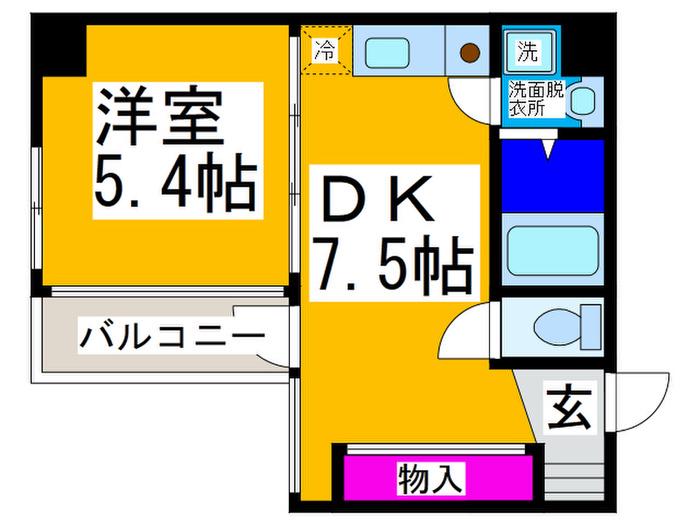 ハイネスセンターコート(1DK/8階)の間取り写真