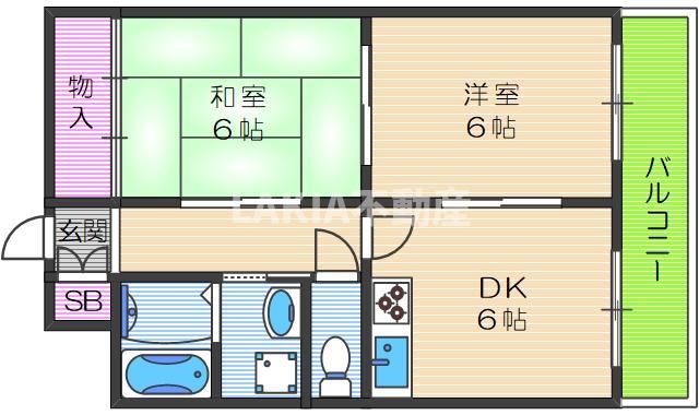 K2アヴェニュー(2DK/2階)の間取り写真
