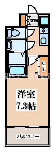 グランカーサ高井田(1K/4階)の間取り写真
