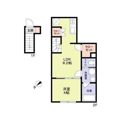 WOODCREST沼袋RESIDENCE(1LDK/2階)の間取り写真