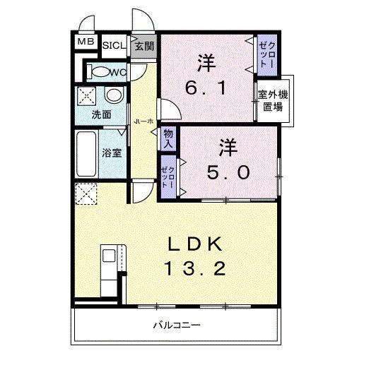 ローズ スクエア(2LDK/2階)の間取り写真