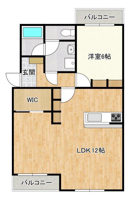 フェニックス(1LDK/1階)の間取り写真