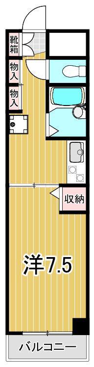 ウエストリバーハイツ(1K/3階)の間取り写真