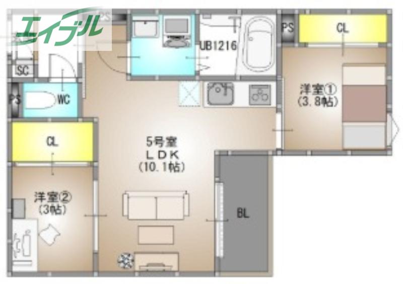 REGALEST 今(2LDK/2階)の間取り写真