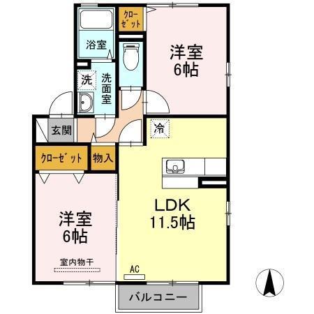 メゾン・リシェス(2LDK/2階)の間取り写真