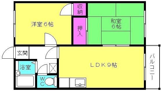 ハイツパークス(2LDK/2階)の間取り写真