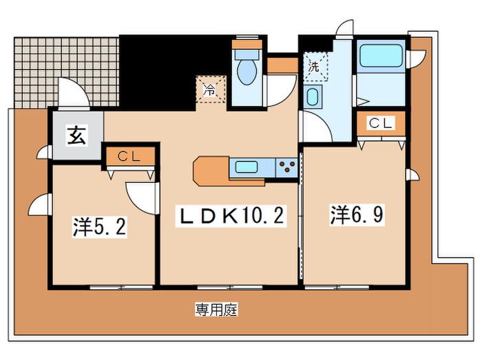 エコフォーリア青葉台(2LDK/1階)の間取り写真