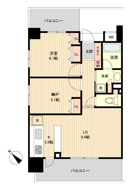 グラディート町田(1SLDK/4階)の間取り写真