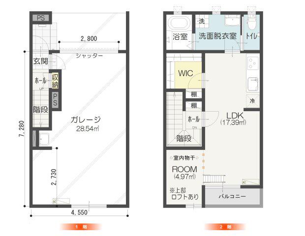 サウス-GARAGE(1LDK/1階)の間取り写真