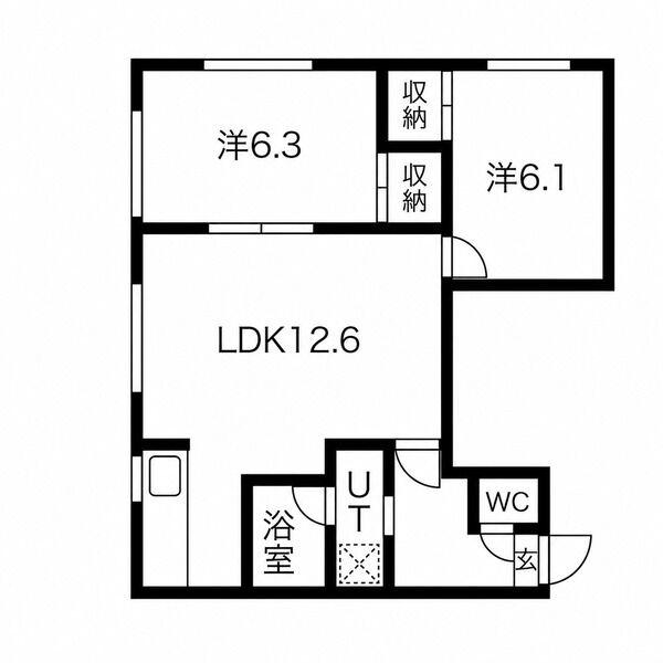 ヒルズ富丘(2LDK/1階)の間取り写真