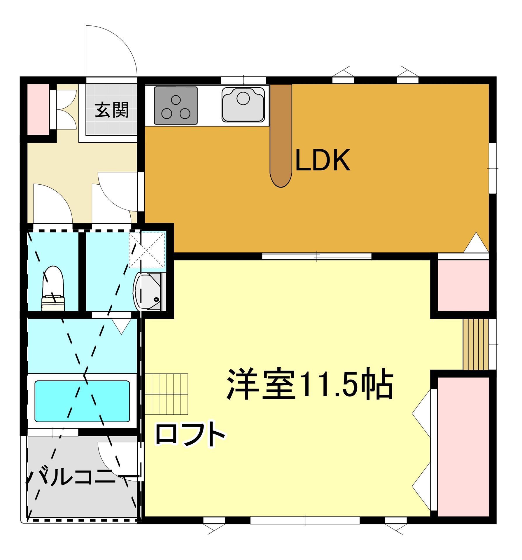 セカンドクロス(1LDK/1階)の間取り写真