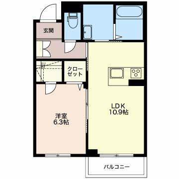 シャーメゾン新光町(1LDK/1階)の間取り写真