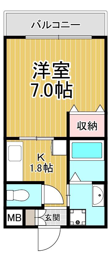 リープラス立花(1K/3階)の間取り写真
