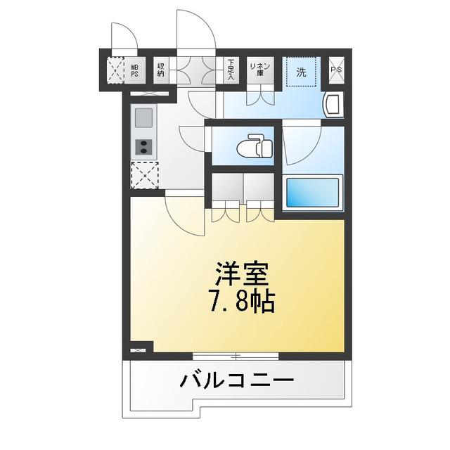 ルーブル川崎鷺沼(1K/2階)の間取り写真