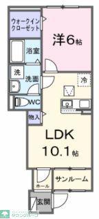 グレイスサイトG(1LDK/1階)の間取り写真