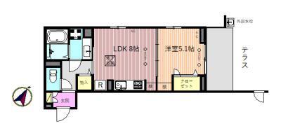 リベリオス相模大野壱番館(1LDK/1階)の間取り写真