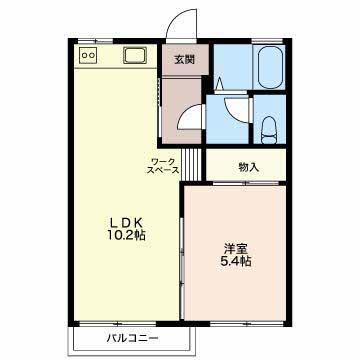ベルテ A(1LDK/2階)の間取り写真