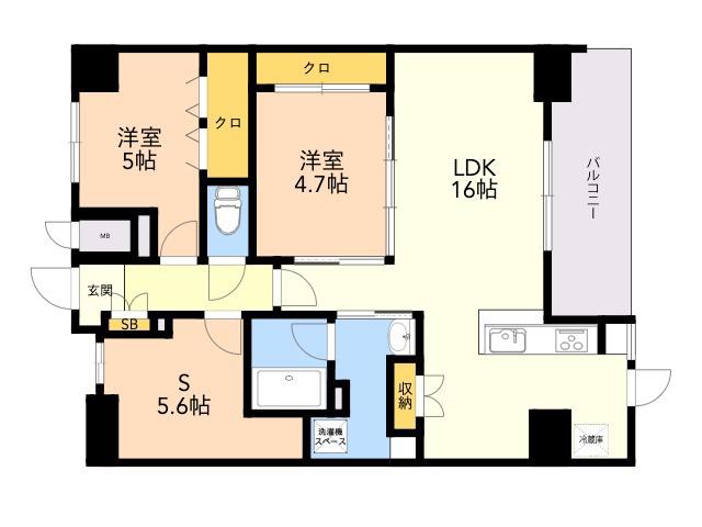 S-RESIDENCE伊都ATTIRANT(2SLDK/13階)の間取り写真