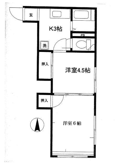 伏見コーポ(2K/2階)の間取り写真