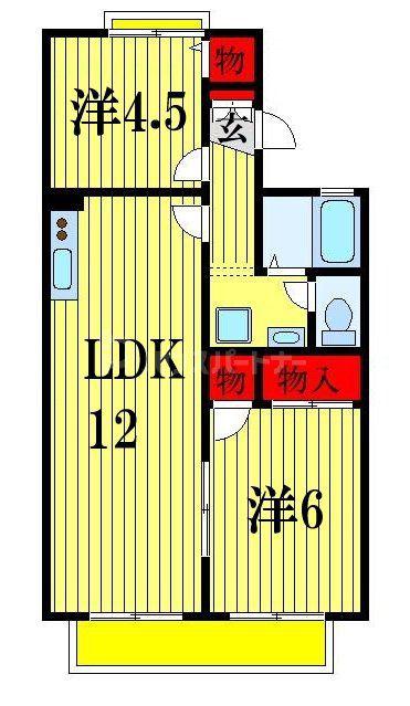 メイプルハウス(2LDK/2階)の間取り写真