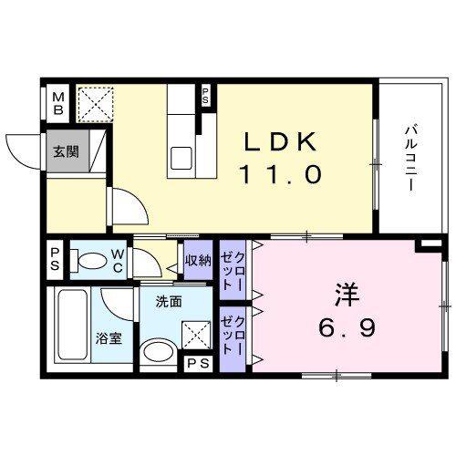 アルフォンブラ(1LDK/2階)の間取り写真