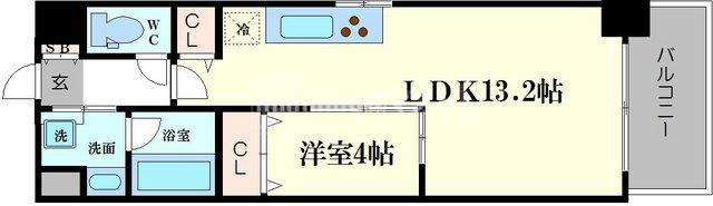 ラフェスタ真田山(1LDK/7階)の間取り写真