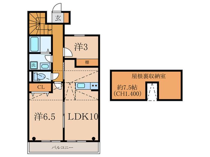 CASA FLORII(2LDK/1階)の間取り写真