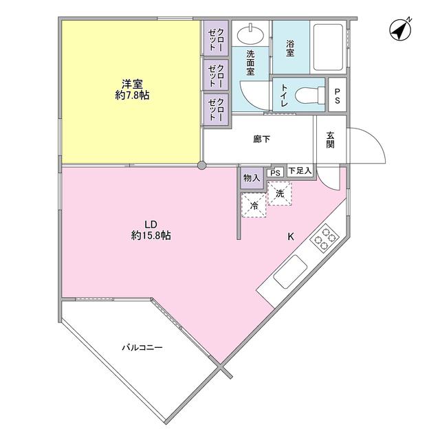 グリーンヴィラ(1LDK/3階)の間取り写真