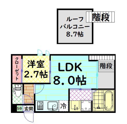 GRANDTIC 雅・堺東(1LDK/2階)の間取り写真