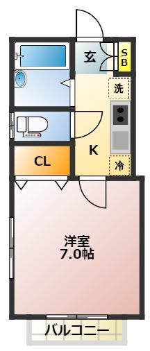 フラワーハイム(1K/1階)の間取り写真