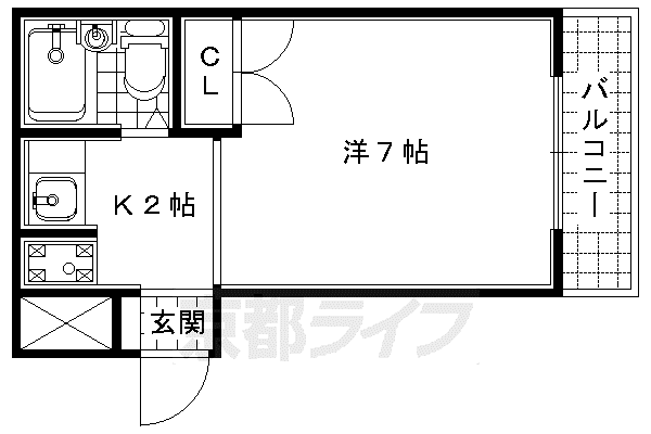 フォンティーヌ(1K/3階)の間取り写真