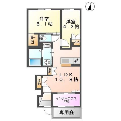 センチュリーハイツII(2LDK/1階)の間取り写真