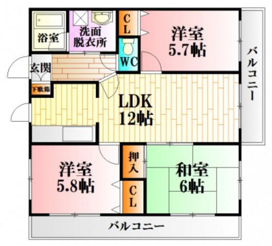 リヴァージュ杉広(3LDK/1階)の間取り写真