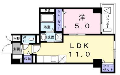 シーザスパレス錦糸町(1LDK/5階)の間取り写真