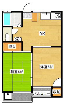 ドーミック月出(2DK/2階)の間取り写真