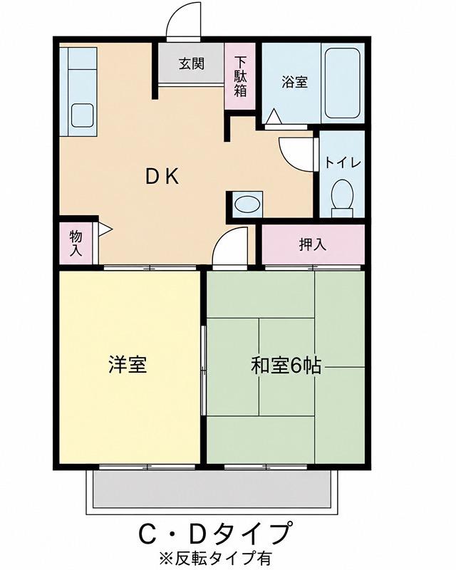 ビレッジファイブD(2DK/1階)の間取り写真