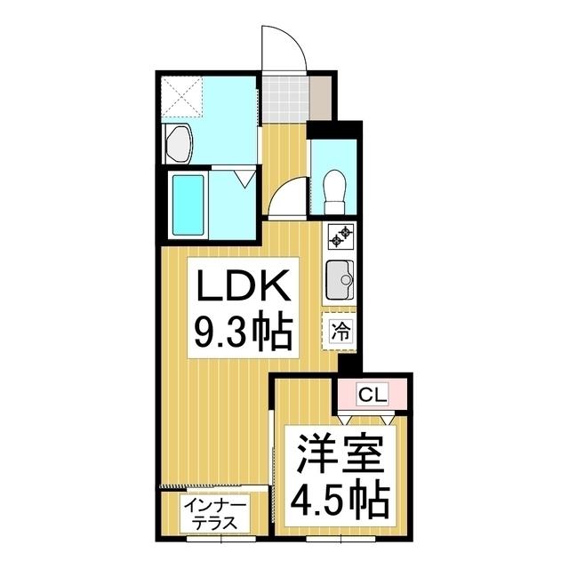 グランデージ松ヶ丘(1LDK/1階)の間取り写真
