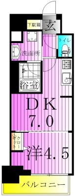 クラリティア綾瀬(1DK/3階)の間取り写真