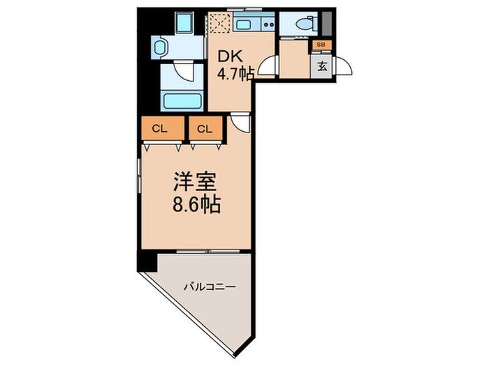 サンシャイン徳井(1DK/5階)の間取り写真