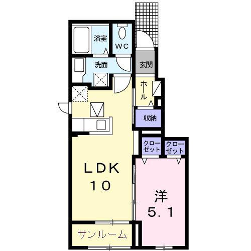 レジデンス N II(1LDK/1階)の間取り写真