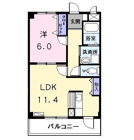 サンシャイン花の木(1LDK/2階)の間取り写真